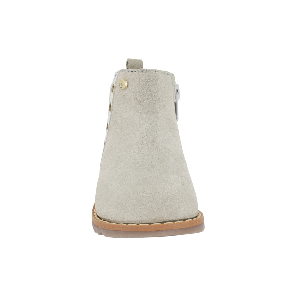 BOTA COQUETA PARA NIÑA EN PIEL COLOR GRIS RONDY CON ELÁSTICO