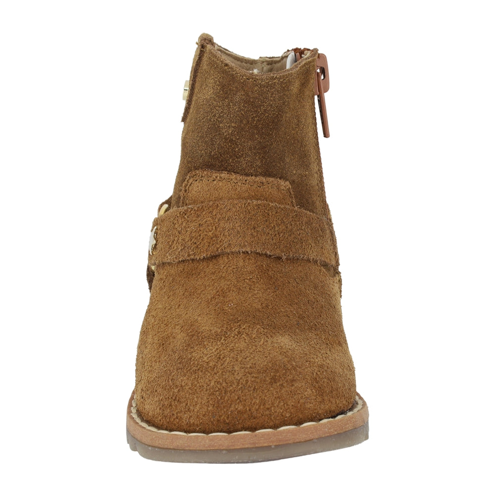 BOTA COQUETA PARA NIÑA EN PIEL COLOR MIEL RONDY CON DETALLE DE ESTRELLAS