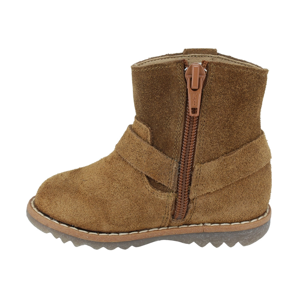 BOTA COQUETA PARA NIÑA EN PIEL COLOR MIEL RONDY CON DETALLE DE ESTRELLAS