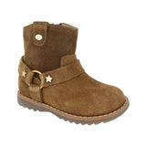 BOTA COQUETA PARA NIÑA EN PIEL COLOR MIEL RONDY CON DETALLE DE ESTRELLAS