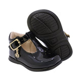 BALERINA COQUETA PARA NIÑA EN CHAROL COLOR NEGRO PAMPA CON HEBILLA