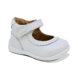 ZAPATO COQUETA PARA NIÑA DE PIEL COLOR PERLA PANAL CON TIRA DE CONTACTO