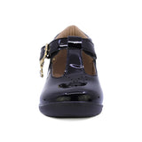 ZAPATO COQUETA PARA NIÑA EN CHAROL COLOR NEGRO PANAL CON HEBILLA