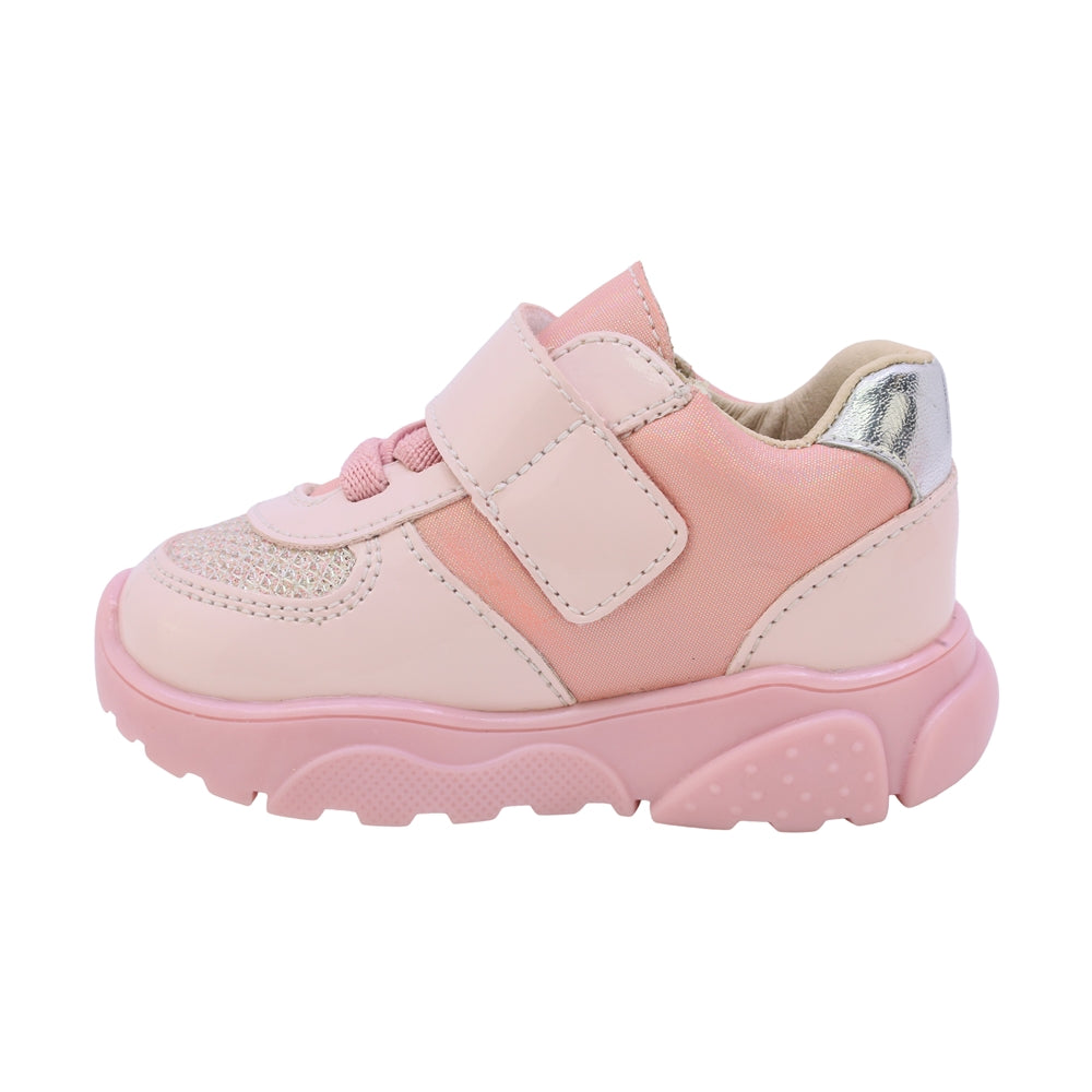 TENIS COQUETA PARA NIÑA EN SINTÉTICO COLOR ROSA ZIPPY CON AGUJETA Y TIRA DE CONTACTO