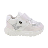 TENIS COQUETA PARA NIÑA EN SINTÉTICO COLOR PERLA ZIPPY CON AGUJETA Y TIRA DE CONTACTO