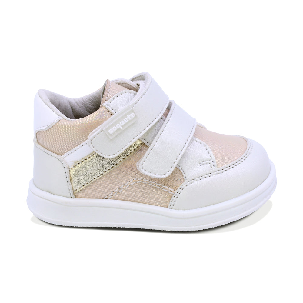 TENIS COQUETA PARA NIÑA DE SINTÉTICO COLOR BEIGE TEDDY CON TIRA DE CONTACTO