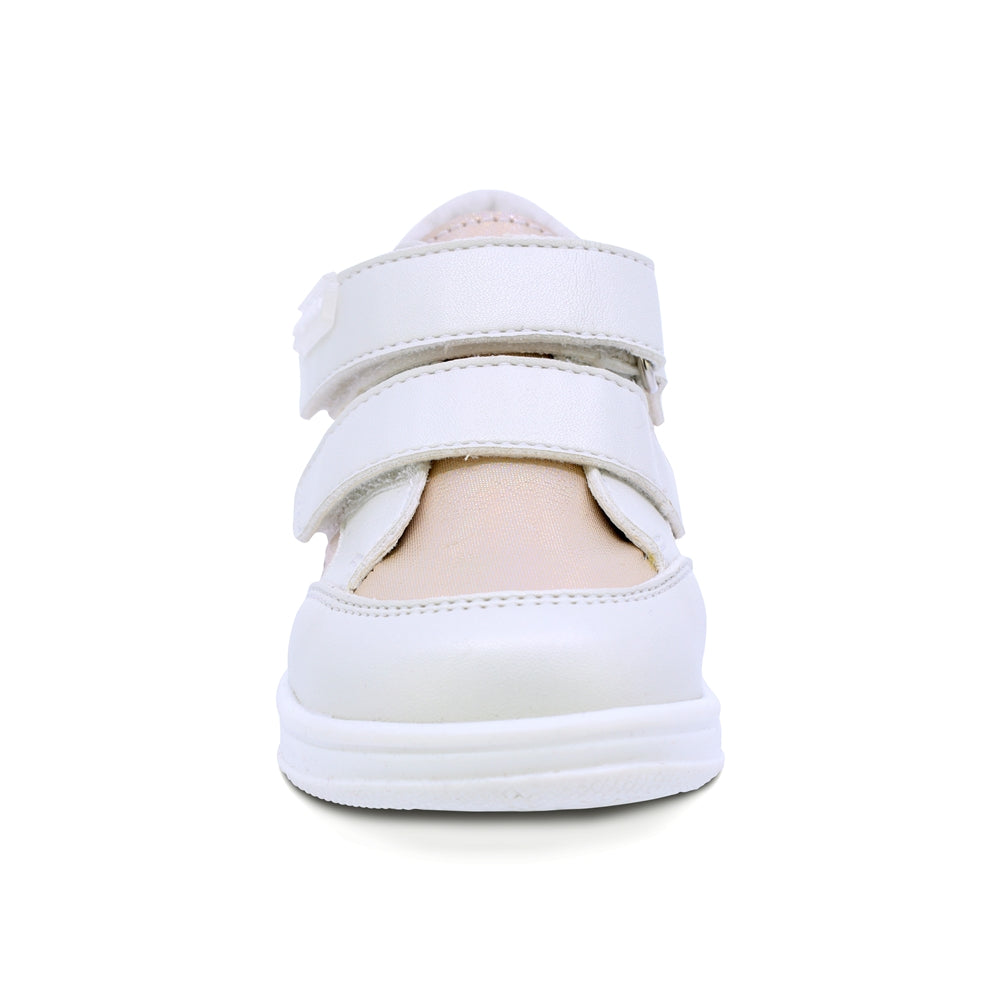 TENIS COQUETA PARA NIÑA DE SINTÉTICO COLOR BEIGE TEDDY CON TIRA DE CONTACTO