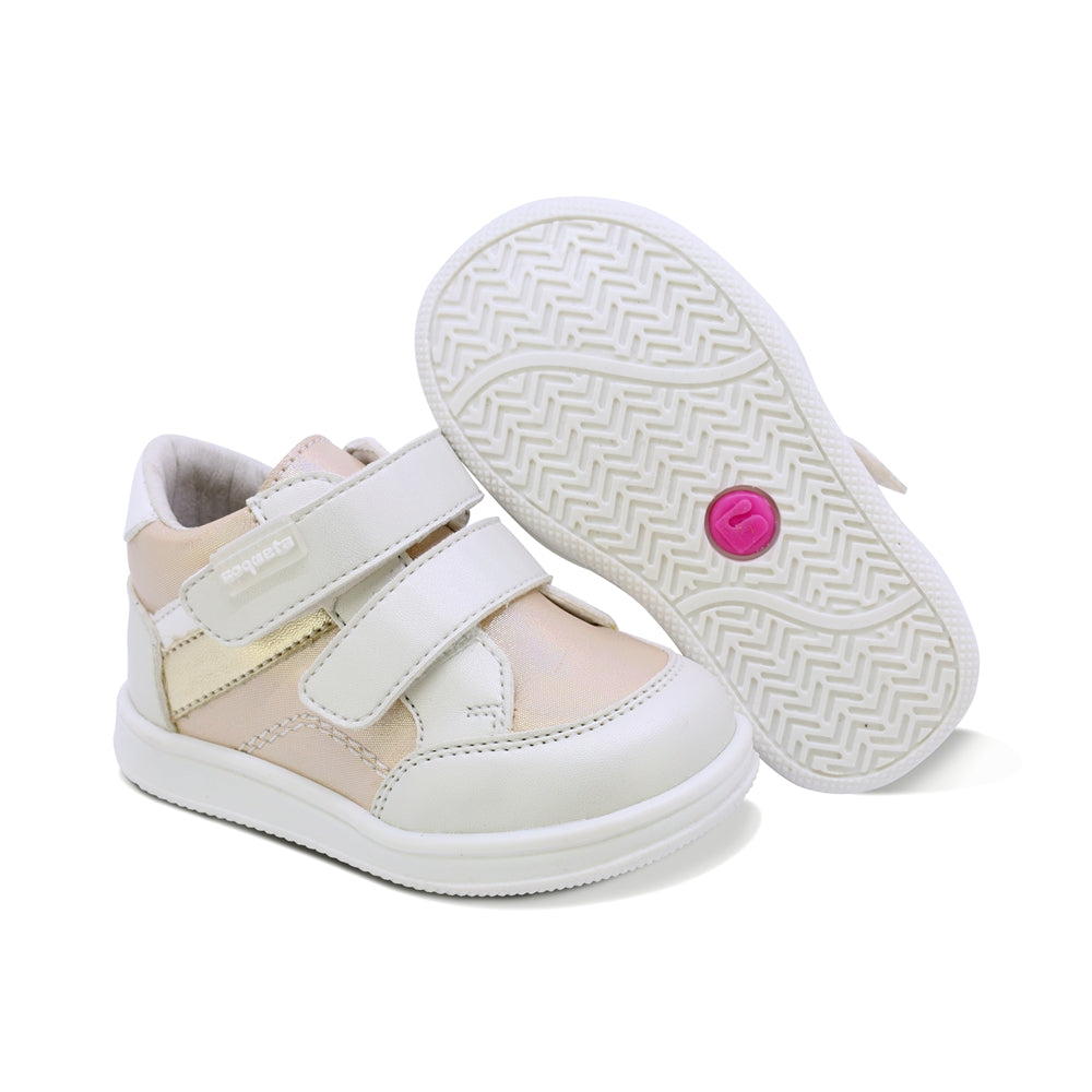 TENIS COQUETA PARA NIÑA DE SINTÉTICO COLOR BEIGE TEDDY CON TIRA DE CONTACTO