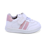 TENIS COQUETA PARA NIÑA DE SINTÉTICO COLOR BLANCO TEDDY CON FRANJAS ROSAS