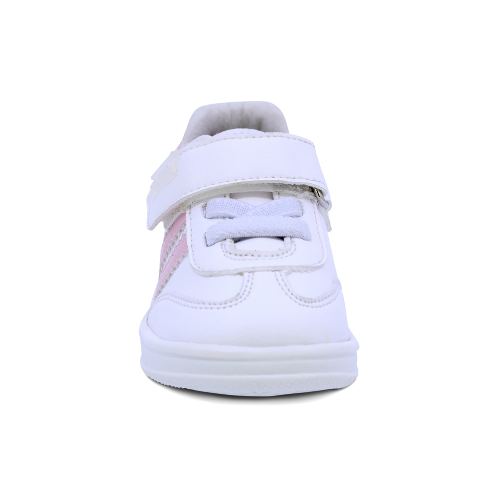 TENIS COQUETA PARA NIÑA DE SINTÉTICO COLOR BLANCO TEDDY CON FRANJAS ROSAS