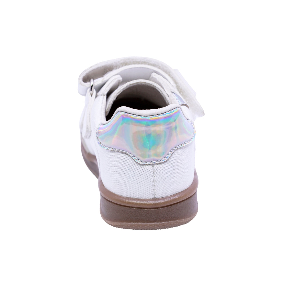 TENIS COQUETA PARA NIÑA COLOR PLATA DE SINTÉTICO TEDDY CON TIRA DE CONTACTO