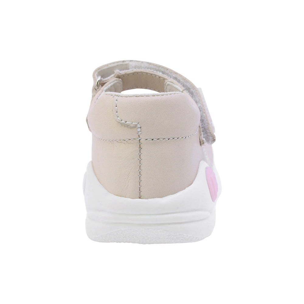 BALERINA COQUETA PARA NIÑA EN PIEL COLOR BEIGE PINKY CON TIRA DE CONTACTO