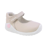 BALERINA COQUETA PARA NIÑA EN PIEL COLOR BEIGE PINKY CON TIRA DE CONTACTO