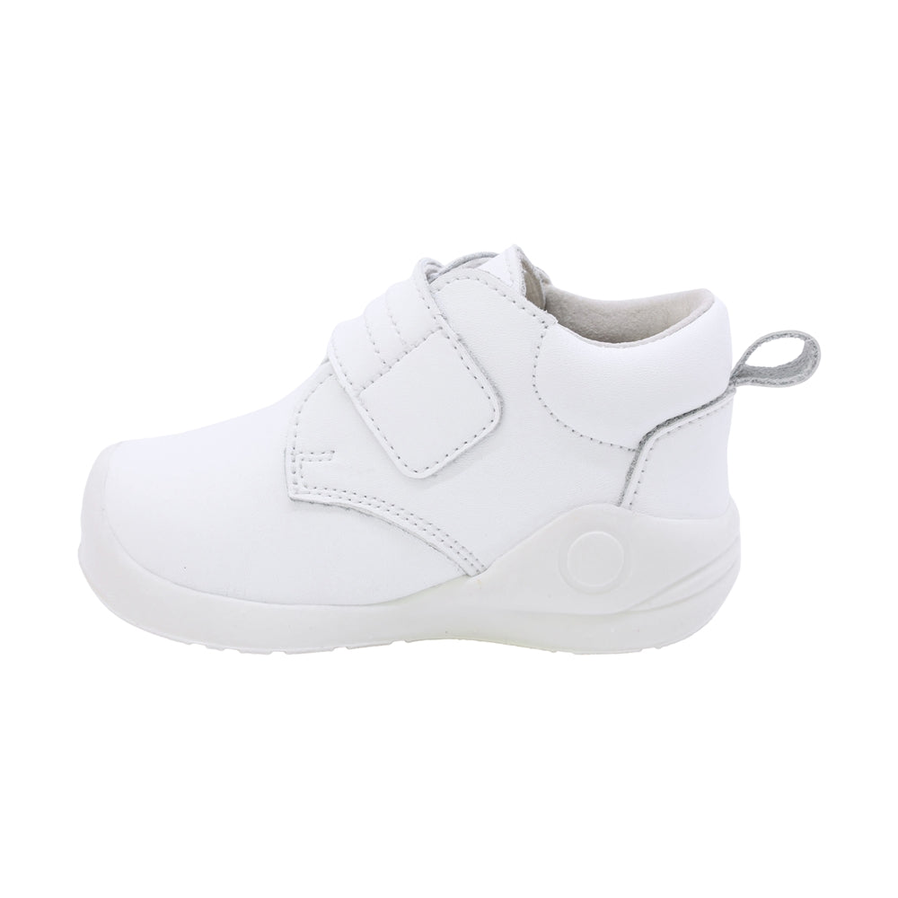 BOTA AUDAZ PARA NIÑO EN PIEL COLOR BLANCO PINKY CON TIRA DE CONTACTO