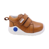 BOTA AUDAZ PARA NIÑO EN PIEL COLOR MIEL PINKY CON DOBLE TIRA DE CONTACTO