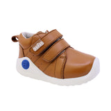 BOTA AUDAZ PARA NIÑO EN PIEL COLOR MIEL PINKY CON DOBLE TIRA DE CONTACTO