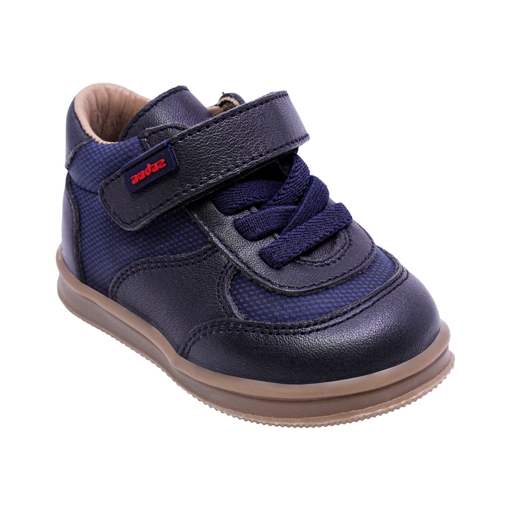 ZAPATO AUDAZ PARA NIÑO COLOR AZUL DE PIEL TEDDY CON TIRA DE CONTACTO