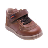 ZAPATO AUDAZ PARA NIÑO COLOR CAFÉ CLARO DE PIEL TEDDY CON TIRA DE CONTACTO