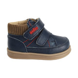 BOTA AUDAZ PARA NIÑO EN PIEL COLOR AZUL TEDDY CON DOBLE TIRA DE CONTACTO