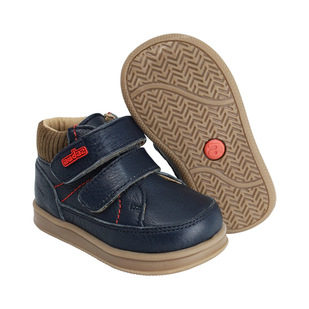 BOTA AUDAZ PARA NIÑO EN PIEL COLOR AZUL TEDDY CON DOBLE TIRA DE CONTACTO