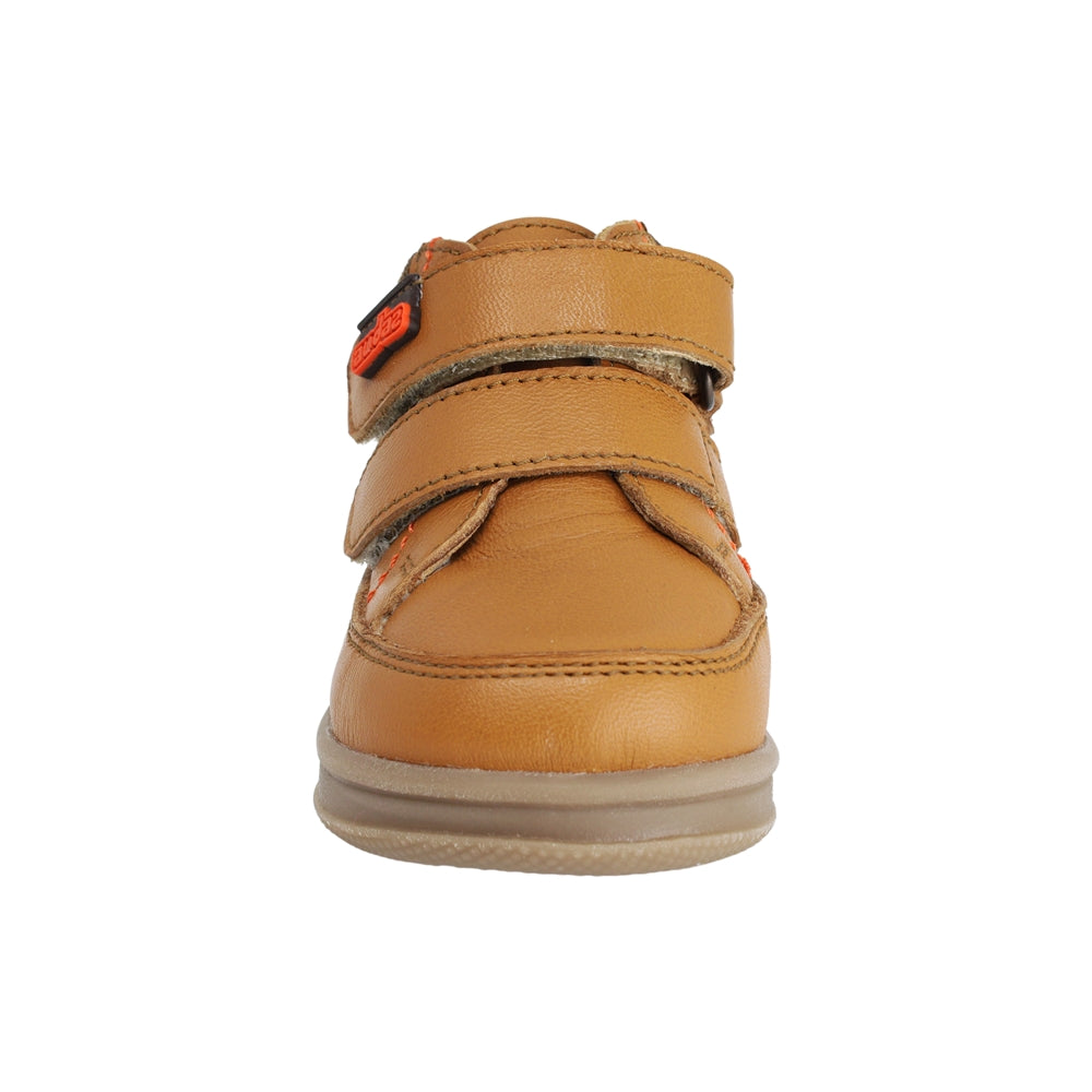 BOTA AUDAZ PARA NIÑO EN PIEL COLOR MIEL TEDDY CON DOBLE TIRA DE CONTACTO