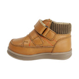 BOTA AUDAZ PARA NIÑO EN PIEL COLOR MIEL TEDDY CON DOBLE TIRA DE CONTACTO