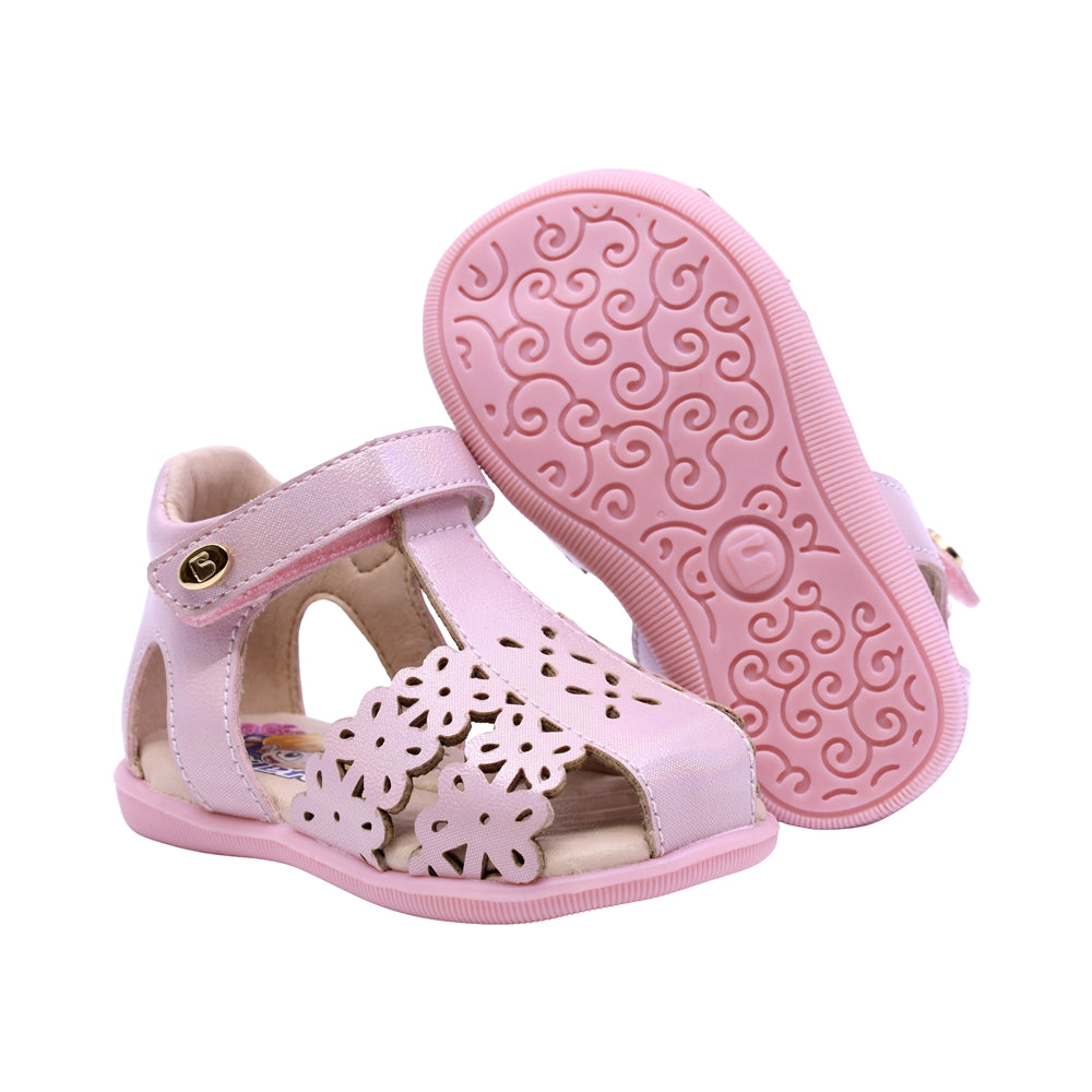 SANDALIA COQUETA PARA NIÑA COLOR ROSA DE SINTÉTICO VANESSA CON TIRA DE CONTACTO
