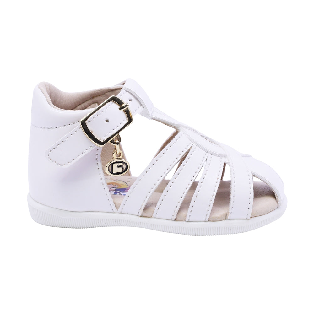 SANDALIA COQUETA PARA NIÑA COLOR BLANCO DE SINTÉTICO VANESSA CON HEBILLA