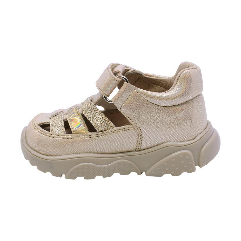 SANDALIA COQUETA PARA NIÑA COLOR ORO DE SINTÉTICO ZIPPY CON TIRA DE CONTACTO