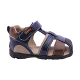 SANDALIA AUDAZ PARA NIÑO COLOR AZUL DE PIEL PATRICIO CON TIRA DE CONTACTO