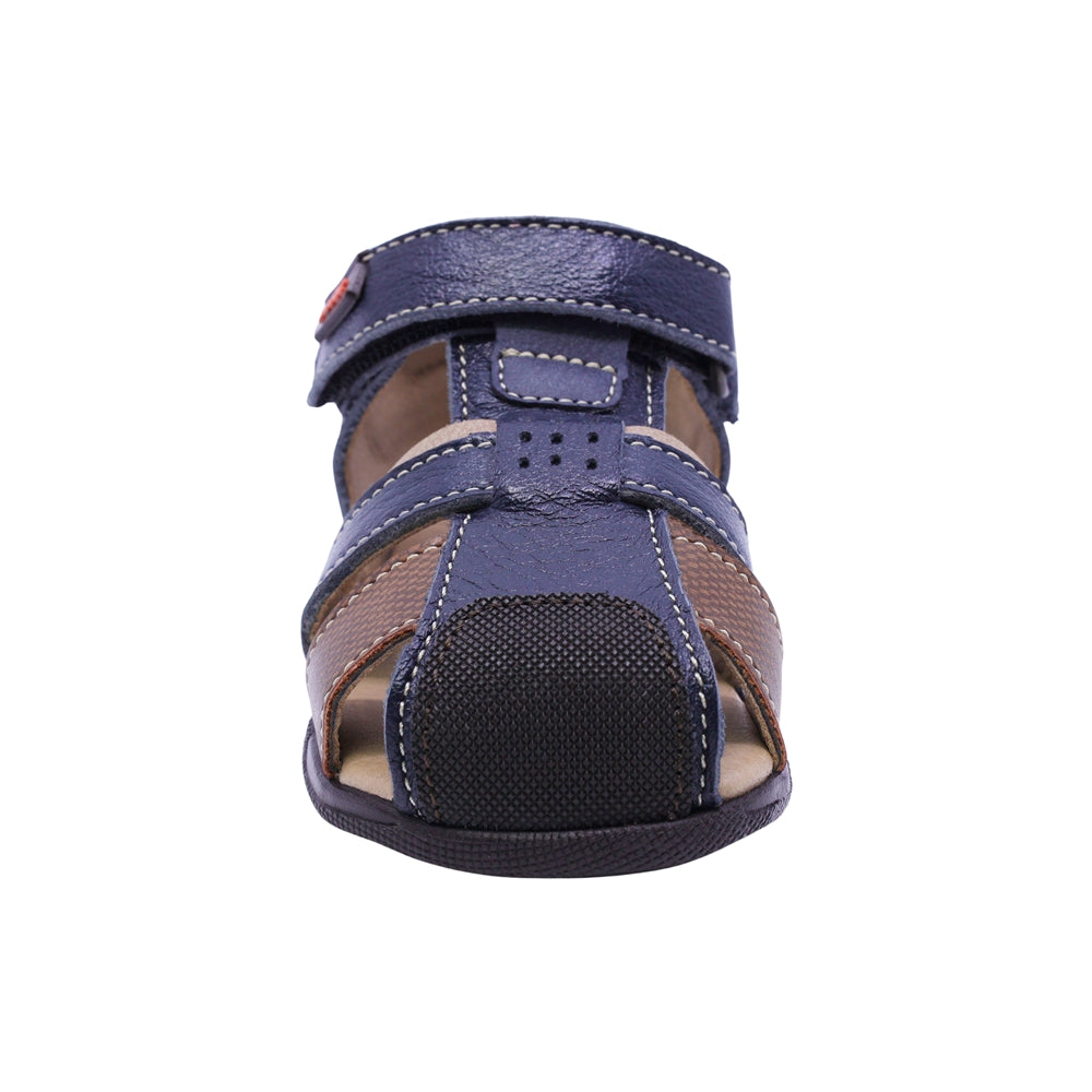 SANDALIA AUDAZ PARA NIÑO COLOR AZUL DE PIEL PATRICIO CON TIRA DE CONTACTO