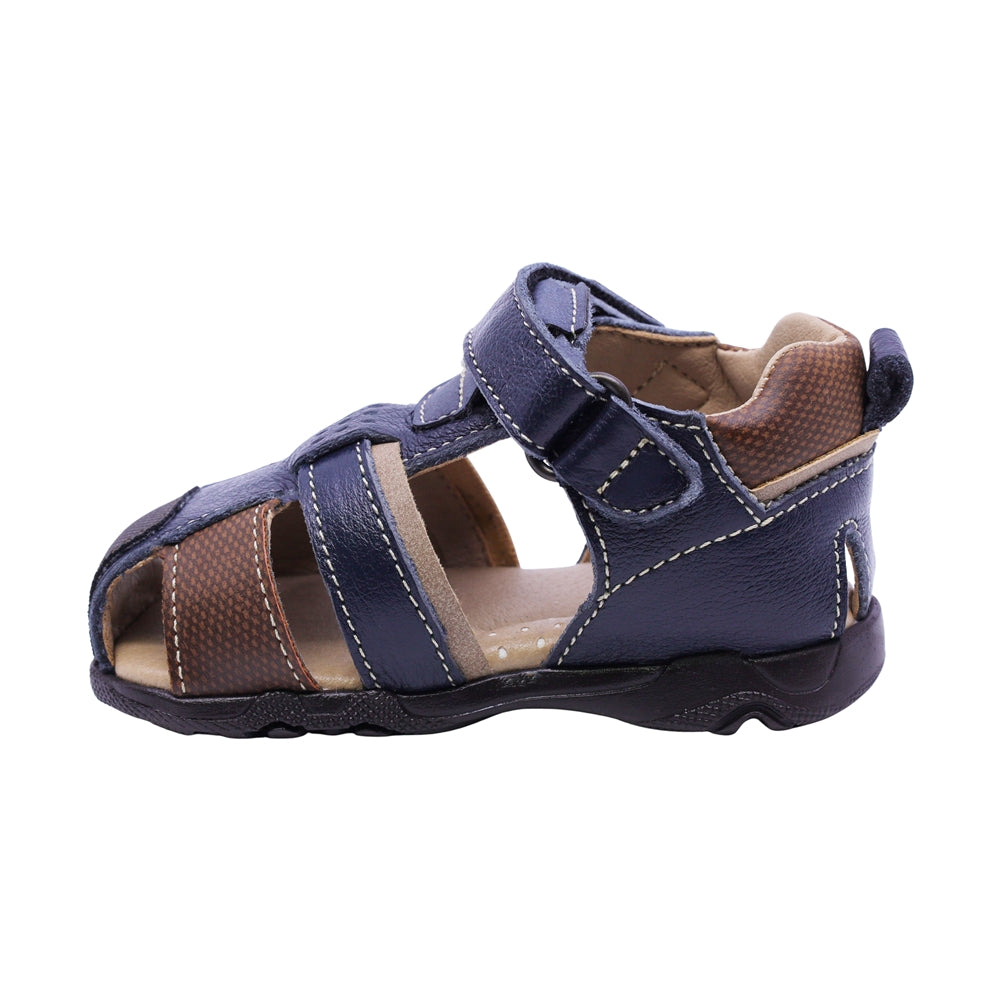 SANDALIA AUDAZ PARA NIÑO COLOR AZUL DE PIEL PATRICIO CON TIRA DE CONTACTO