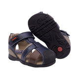 SANDALIA AUDAZ PARA NIÑO COLOR AZUL DE PIEL PATRICIO CON TIRA DE CONTACTO