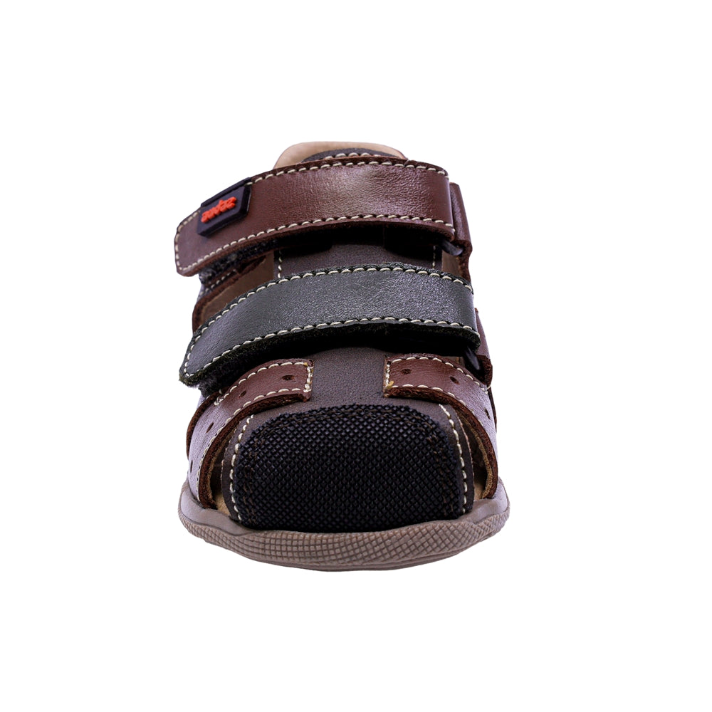 SANDALIA AUDAZ PARA NIÑO COLOR CAFÉ CLARO DE PIEL PATRICIO CON TIRA DE CONTACTO