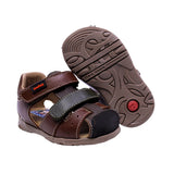 SANDALIA AUDAZ PARA NIÑO COLOR CAFÉ CLARO DE PIEL PATRICIO CON TIRA DE CONTACTO