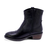 BOTINES COQUETA PARA NIÑA DE PIEL COLOR NEGRO MIRTA CON DISEÑO WESTERN