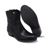 BOTINES COQUETA PARA NIÑA DE PIEL COLOR NEGRO MIRTA CON DISEÑO WESTERN