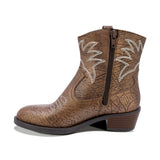 BOTINES COQUETA PARA NIÑA DE PIEL COLOR BRONCE MIRTA CON DISEÑO WESTERN