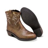 BOTINES COQUETA PARA NIÑA DE PIEL COLOR BRONCE MIRTA CON DISEÑO WESTERN