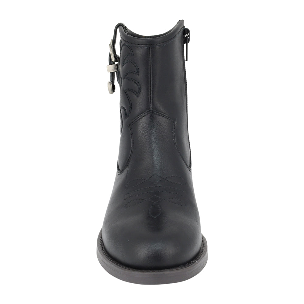 BOTA COQUETA PARA NIÑA EN PIEL COLOR NEGRO MIRTA CON HEBILLA