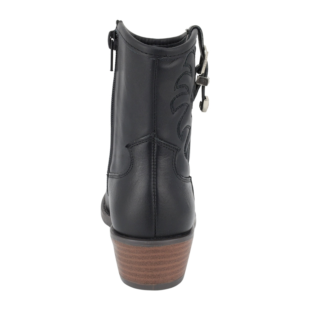 BOTA COQUETA PARA NIÑA EN PIEL COLOR NEGRO MIRTA CON HEBILLA