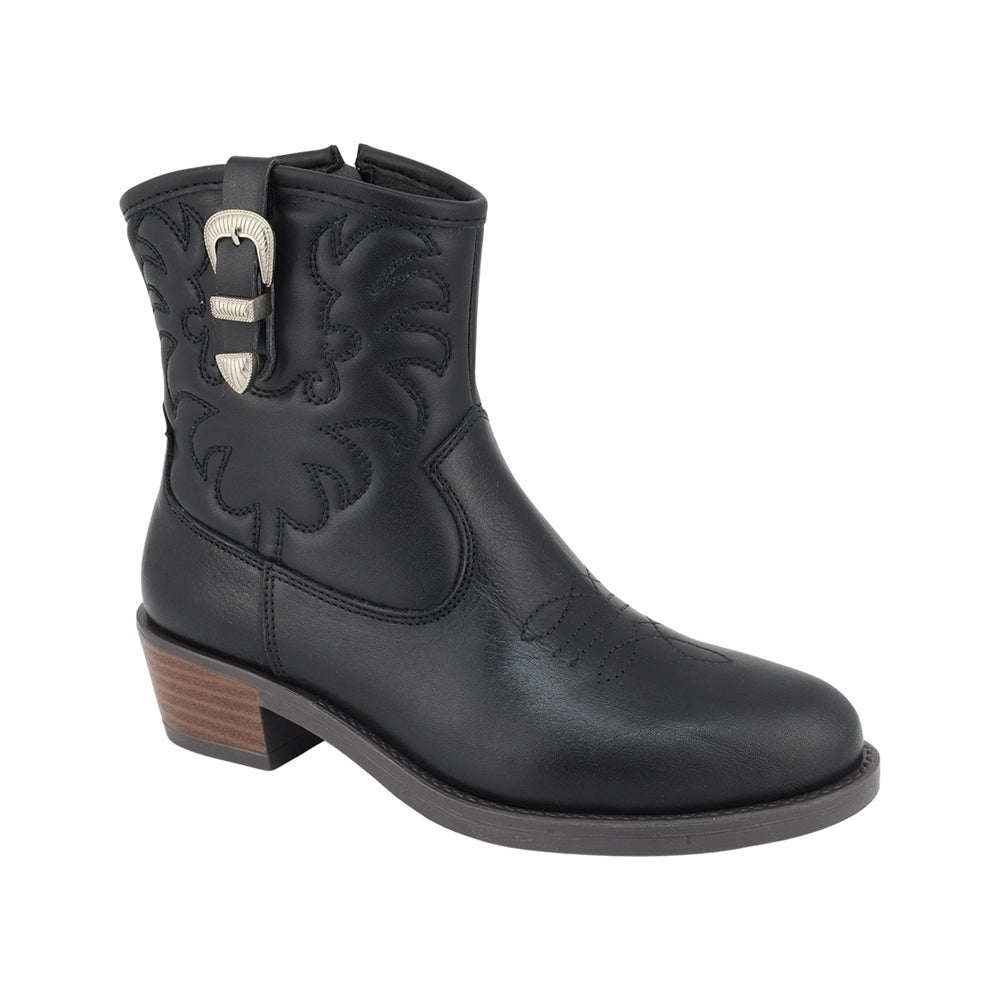 BOTA COQUETA PARA NIÑA EN PIEL COLOR NEGRO MIRTA CON HEBILLA