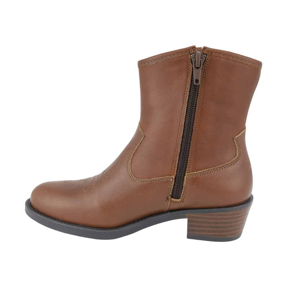 BOTA COQUETA PARA NIÑA EN PIEL COLOR CAFÉ CLARO MIRTA CON HEBILLA