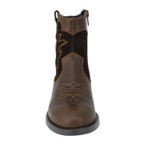 BOTA COQUETA PARA NIÑA EN PIEL COLOR CAFÉ MIRTA CON BORDADO