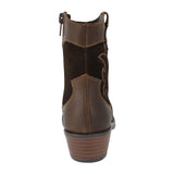 BOTA COQUETA PARA NIÑA EN PIEL COLOR CAFÉ MIRTA CON BORDADO