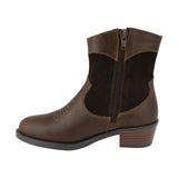 BOTA COQUETA PARA NIÑA EN PIEL COLOR CAFÉ MIRTA CON BORDADO