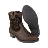 BOTA COQUETA PARA NIÑA EN PIEL COLOR CAFÉ MIRTA CON BORDADO