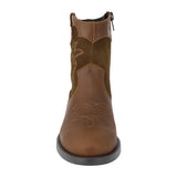 BOTA COQUETA PARA NIÑA EN PIEL COLOR CAFÉ CLARO MIRTA CON BORDADO