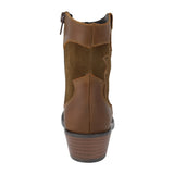 BOTA COQUETA PARA NIÑA EN PIEL COLOR CAFÉ CLARO MIRTA CON BORDADO
