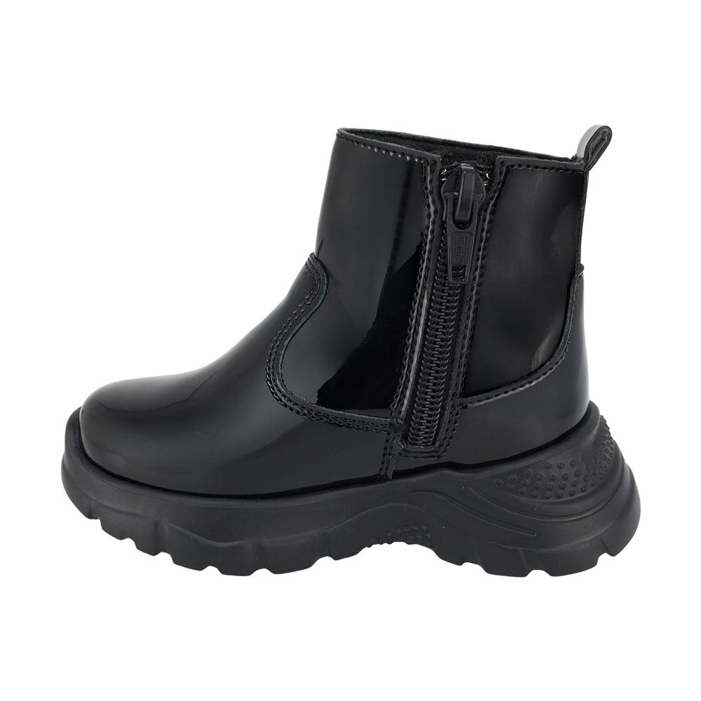 BOTA COQUETA PARA NIÑA EN CHAROL COLOR NEGRO NEMO CON DETALLE DE ESTRELLA